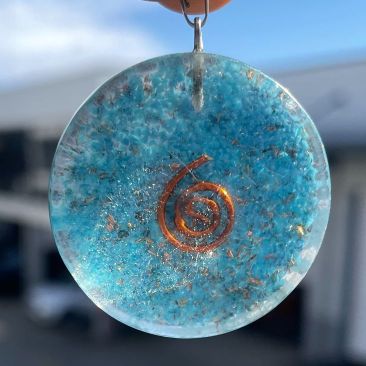 Orgonite Blue Howlite Pendant - Circle Orgonite Blue Howlite Pendant - Circle